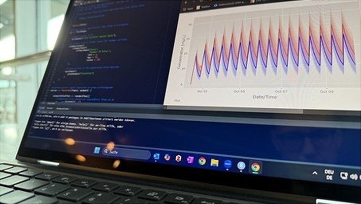 Laptopbildschirm mit einem Ausschnitt von Modellierungssoftware